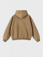 Washed Distressed Fleece Zip-Up Jacket